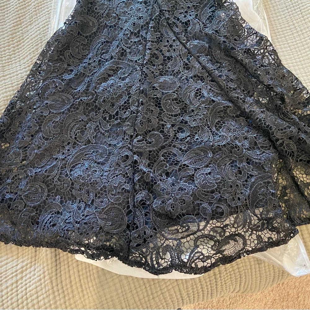 MANIJU Elegant Black Lace Maxi Evening Dress Cutout Open Back Size S - Picture 10 of 14